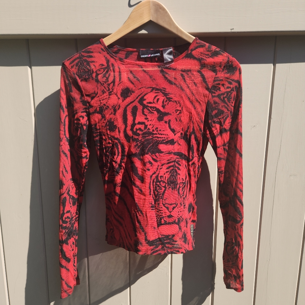 90s Y2K Mesh Long Sleeve Top